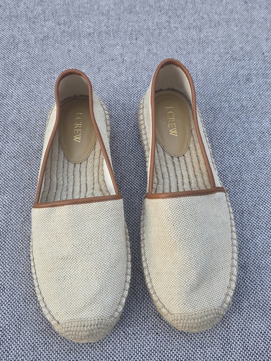 J. Crew Shoes - J.Crew Canvas Espadrille Flats Cream Tan Slip On Loafers Size 9.5